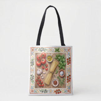 Tote Bag Ingrédients de pâtes italiennes de cuisine méditer