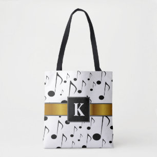 Tote Bag Initiale de coutume + Motif de beaucoup de notes