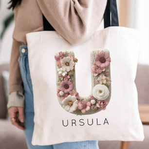 Tote Bag Initiale Florale de Diplôme en Écriture Élégante P