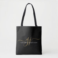 Initiales du Monogramme moderne Gold Script Noir