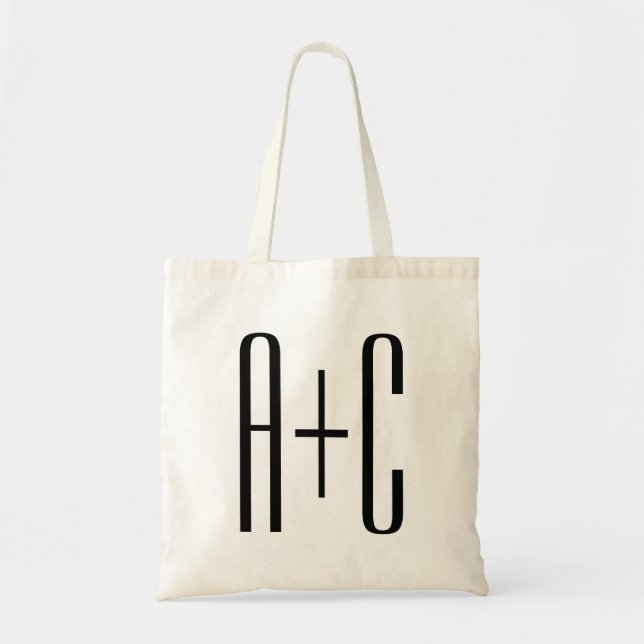 Tote Bag Initiales élégantes de couples modernes | Blanc et (Devant)