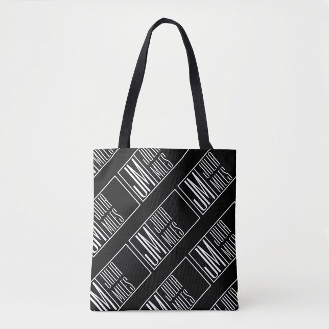Tote Bag Initiales modernes avec nom Monogram Motif (Devant)