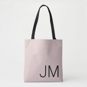 Tote Bag Initiales Monogrammées Surdimensionnées Rose Pâle