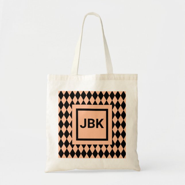 Tote Bag Initiales personnalisables ou texte sur le Jacquar (Devant)