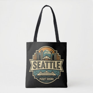 Tote Bag Insigne Rétro de la Silhouette de Seattle Washingt