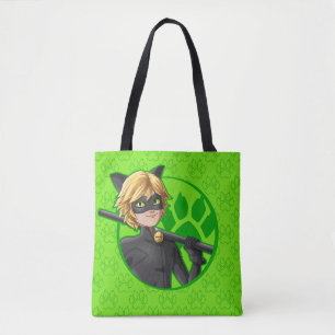 Tote Bag Insigne vert Cat Noir