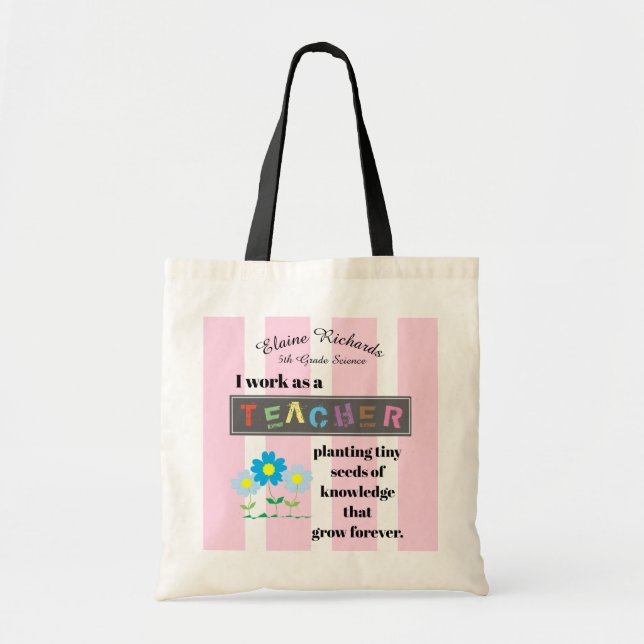 Tote Bag Inspiration de l'enseignant tripé - Personnaliser (Devant)