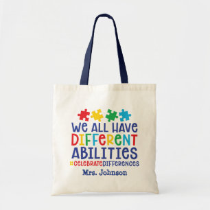 Tote Bag Inspirational Autism Teacher Personalized