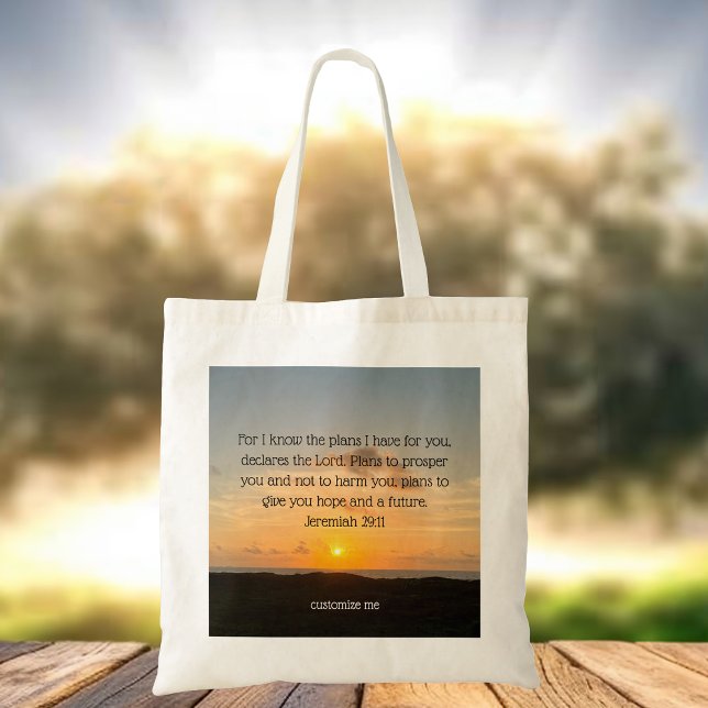 Tote Bag Inspirationnelle Bible Verse Jérémie 29:11 Coucher (Créateur téléchargé)