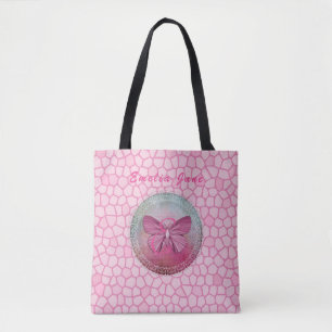 Tote Bag Inspirez 'Devenez le Changement' Papillon Rose Mos