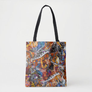 Tote Bag Instruments de musique, Piano, Guitare, Saxophone
