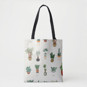 Tote Bag intérieur accueil plantes couture main dessinée mo