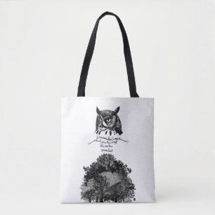 Tote Bag Introvert Empath Owl sagesse illustré citation d'e