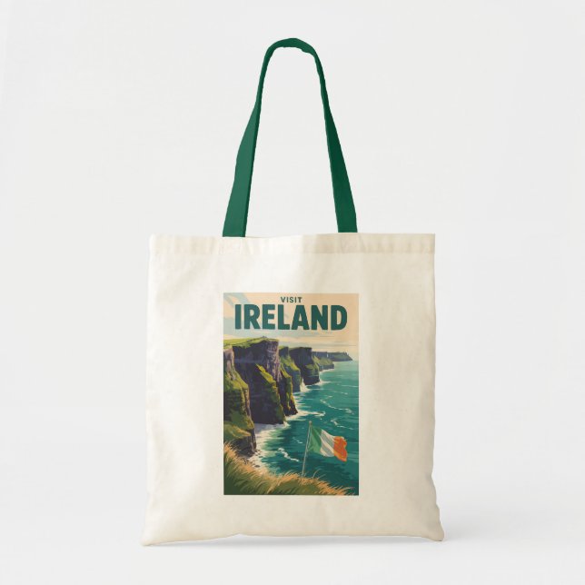 Tote Bag Ireland Cliffs of Moher Illustration Travel Art (Devant)