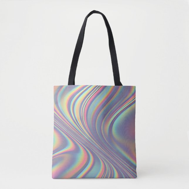 Tote Bag Iridescent Holographic Swirl Texture (Devant)