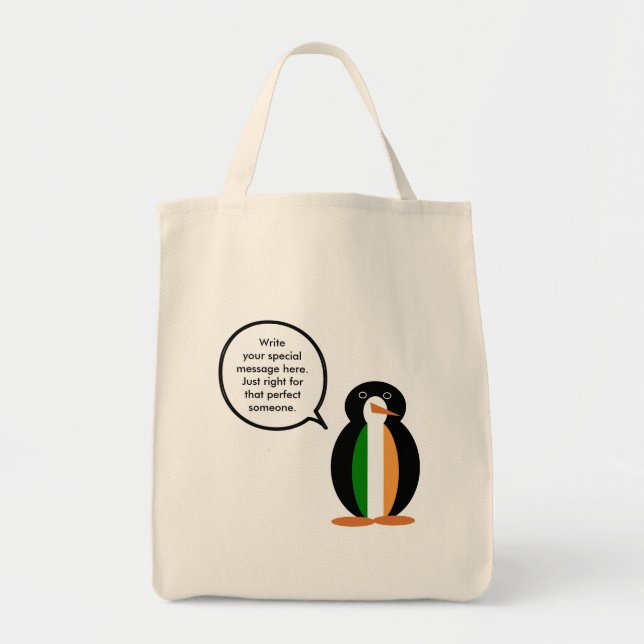 Tote Bag Irish Flag Talking Ms. Penguin  (Devant)