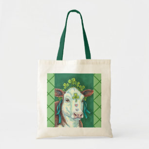 TOTE BAG IRISH ST. PATRICK'S DAY HEIFER, VACHE SHAMROCK