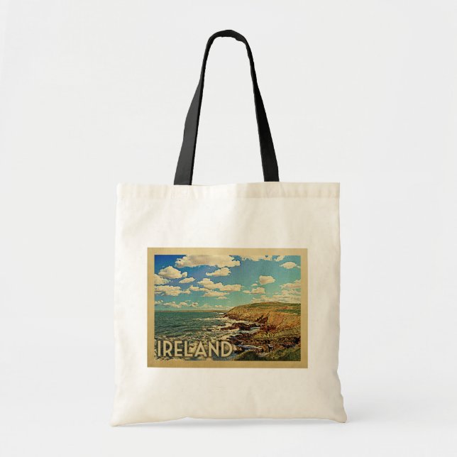 Tote Bag Irlande Ocean Cliffs Vintage voyage (Devant)