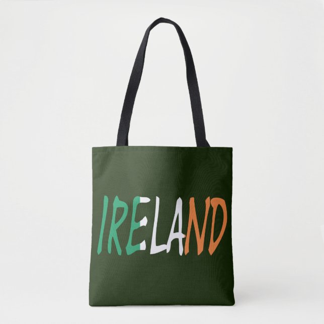 Tote Bag Irlande superposée sur le drapeau irlandais (Devant)
