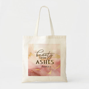 Tote Bag Isaïe 61 3 Beauté de Ashes Bible Verse Rose