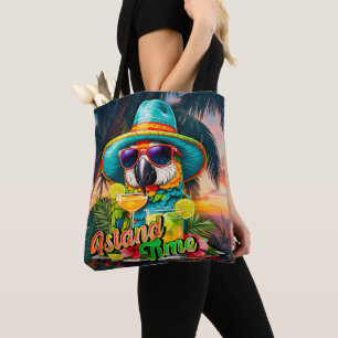 Tote Bag Island Time Sunset Beach Perrot Boissons