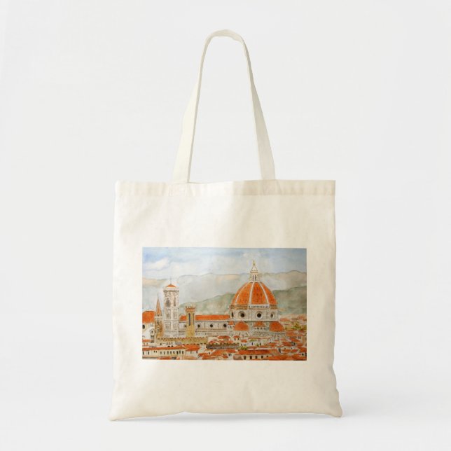 Tote Bag Italie Cathédrale Duomo de Florence aquarelle pein (Devant)