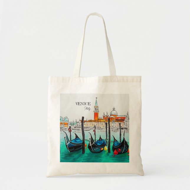 Tote Bag Italie Voyage - VENICE aquarelle souvenir (Devant)