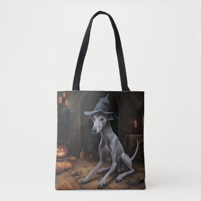 Tote Bag Italien Greyhound Citrouille Halloween effrayant (Devant)