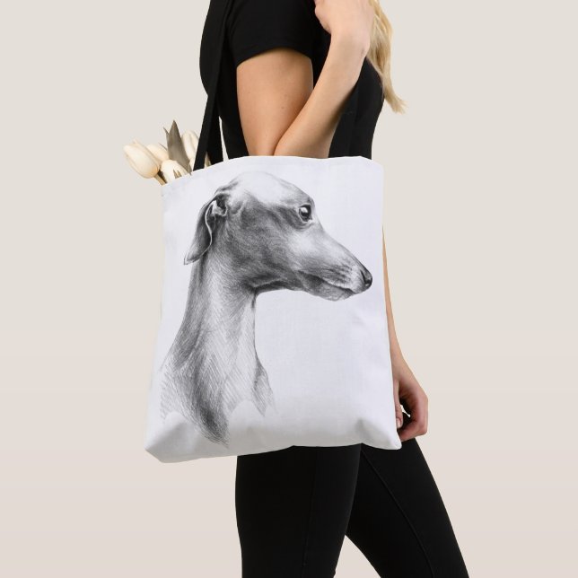 Tote Bag Italien Greyhound Whippet portrait de chien dessin (De près)