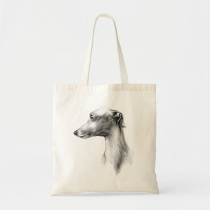 Tote Bag Italien Greyhound Whippet portrait de chien dessin