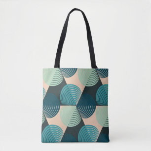 Tote Bag Ivoire-Bleu Géométrique : Élégance De Carreaux Rét