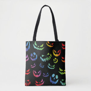 Tote Bag Jack-o'-lantern face Citrouille noir et blanc
