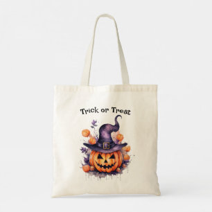 Tote Bag Jack-o'-lantern Halloween Tricoter ou traiter