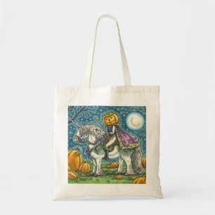 TOTE BAG JACK-O'-LANTERN PRINCE SUR SON UNICORN MAGIQUE PON