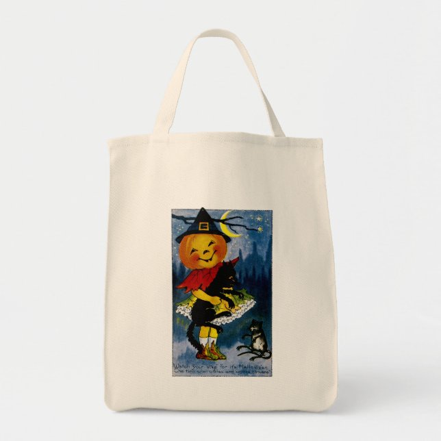 Tote Bag Jack o'Lantern sorcière (Devant)