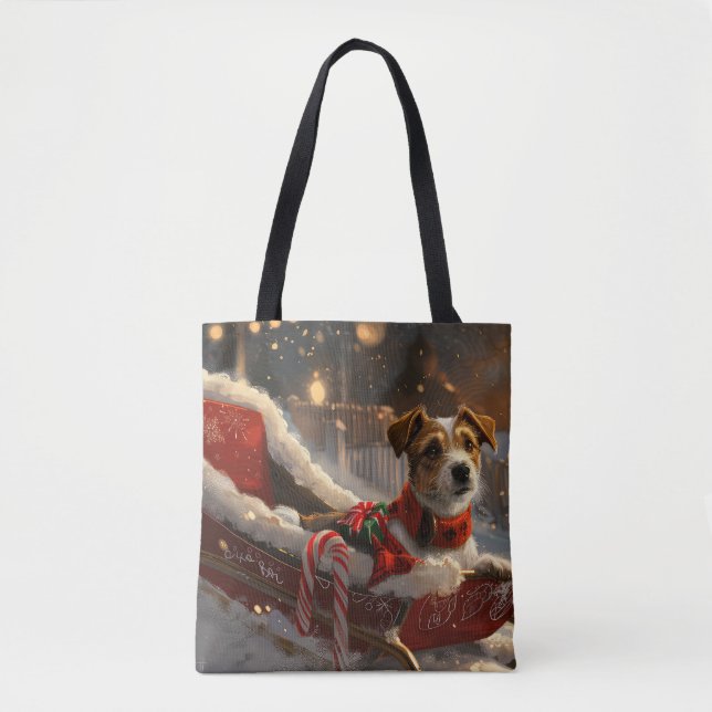 Tote Bag Jack Russell Chien Festive de Noël (Devant)