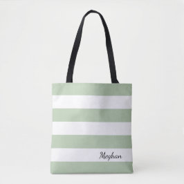 Tote Bag Jade Grayed personnalisé et Fourre-tout rayé blanc