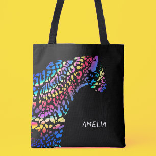 Tote Bag Jaguar arc-en-ciel personnalisé