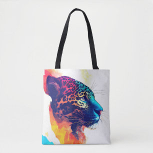 Tote Bag Jaguar Wild Nature Animal Color Art Peinture