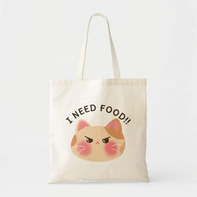 Tote Bag J'ai besoin de nourriture ! mignon chat en colère (Devant)