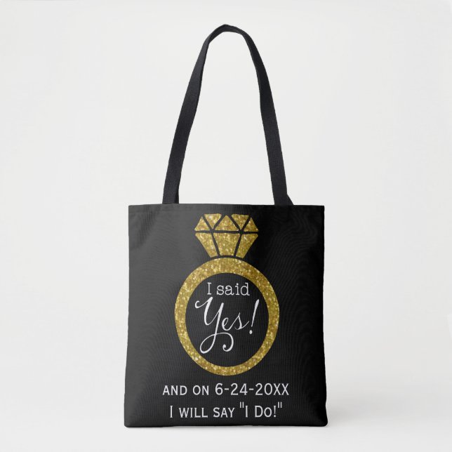 Tote Bag J'Ai Dit Oui ! Faux-Parties scintillant Épouse D'O (Devant)