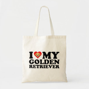 Tote Bag J'aime (Cœur) Mon Golden Retriever