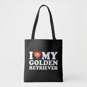 Tote Bag J'aime (Cœur) Mon Golden Retriever