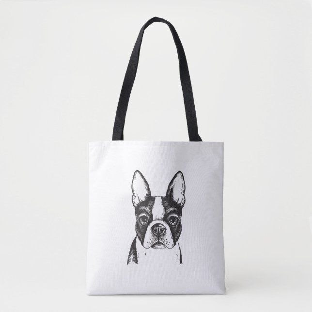Tote Bag J'aime des terriers de Boston (Devant)