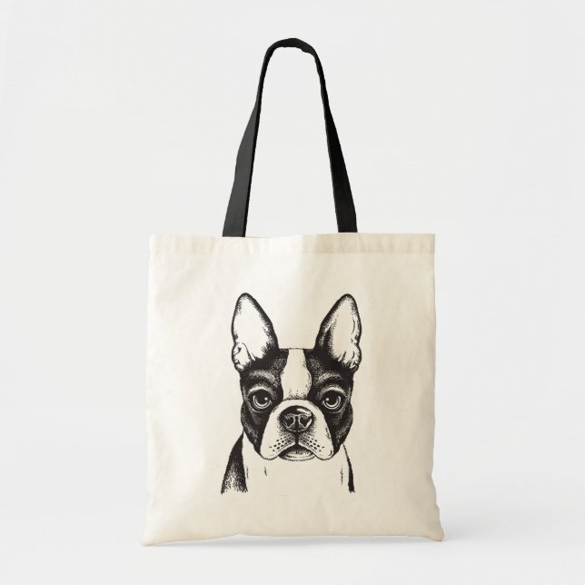 Tote Bag J'aime des terriers de Boston (Devant)