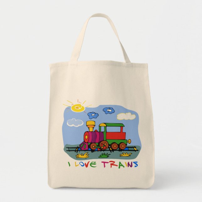 Tote Bag J'aime des trains (Devant)