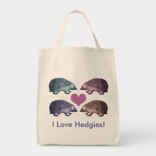 Tote Bag J'aime Hedgies ! - Quatre hérissons adorables