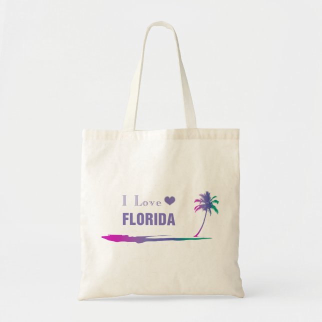 Tote Bag J'Aime La Floride Colorée Violet (Devant)