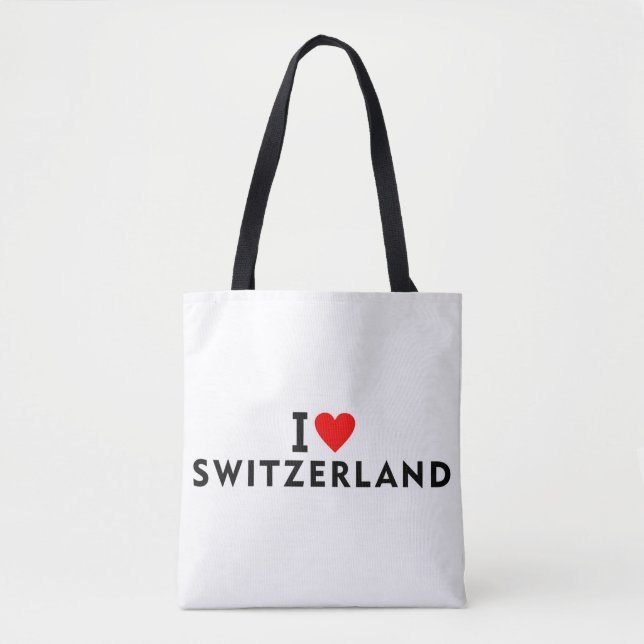 Tote Bag J'aime la Suisse pays comme voyage cardiaque (Devant)