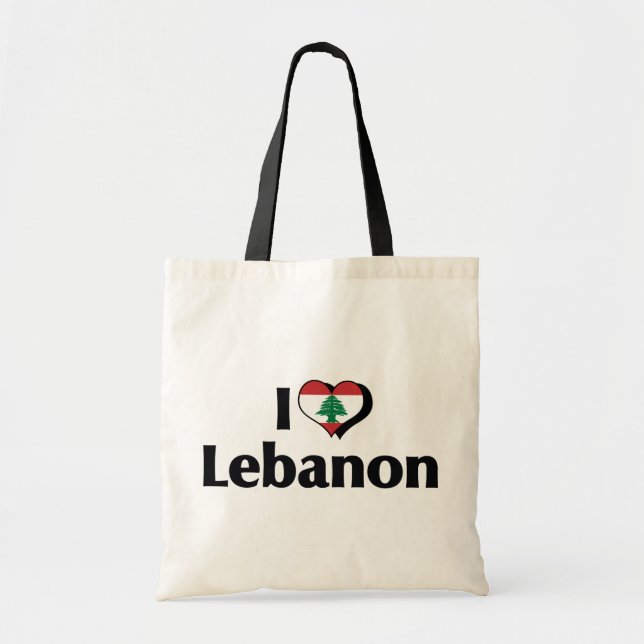 Tote Bag J'aime le drapeau du Liban (Devant)